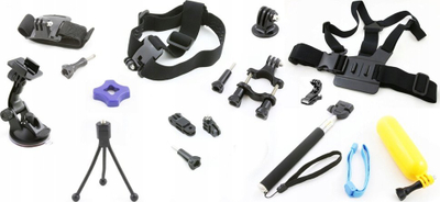 Set aksesorësh montimi Xrec për GoPro Hero 4 3 3+ 2 1 dhe SJCAM SJ4000 SJ5000 SJ6000, me mbajtëse kraharori dhe koke, i zi