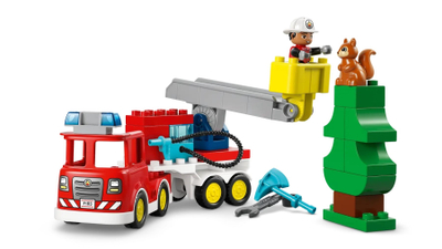 Set lodër LEGO Duplo 10473 Fire Truck, me zjarrfikës, shumëngjyrësh