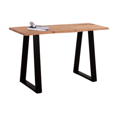Konsolë Sofia Slim HM8503.11, dru akacie masive, 130x45x76 cm, natyrale me bazë të zezë