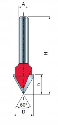 Фреза V-Groove Freud F03FR01630, Ø12.7mm, H12.7mm, дршка 8mm