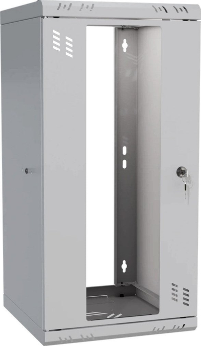 Kabinet serveri muri Stalflex, 10", 12U, derë xhami, 300mm, gri