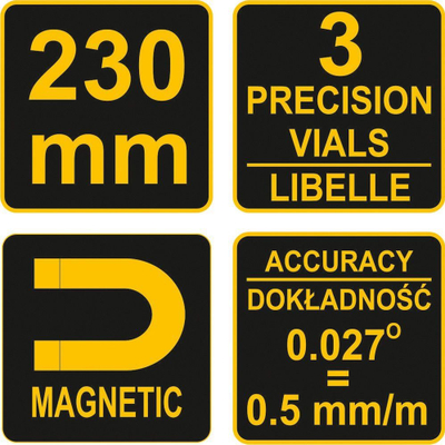 Nivel magnetik Vorel Torpedo 16300, 230mm, 3 fiolla, portokalli