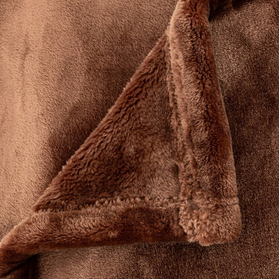 Batanije flanel Atmosphera Plaid Flannel Fur, 180 x 230 cm, poliester, kafe