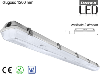 Trup ndriçimi hermetik Inoxx LED, 2x120cm T8 G13, IP65, gri