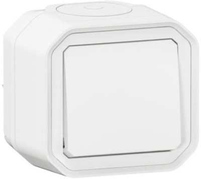 Buton elektrik Legrand Plexo 069760L, NO, për montim sipërfaqësor, i bardhë