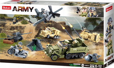 Set lodrash ndërtimi Sluban Army WWII SL95682, 552 copa, me figura ushtarake, shumëngjyrësh