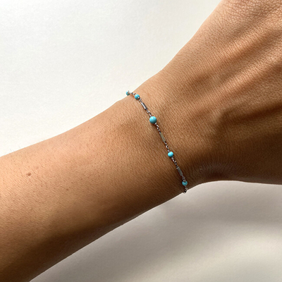 Varëse argjendi me gur turquoise, e argjendtë