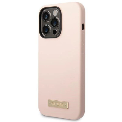 Mbulesë telefoni Guess për iPhone 14 Pro 6.1", njëngjyrëshe, rozë e hapur