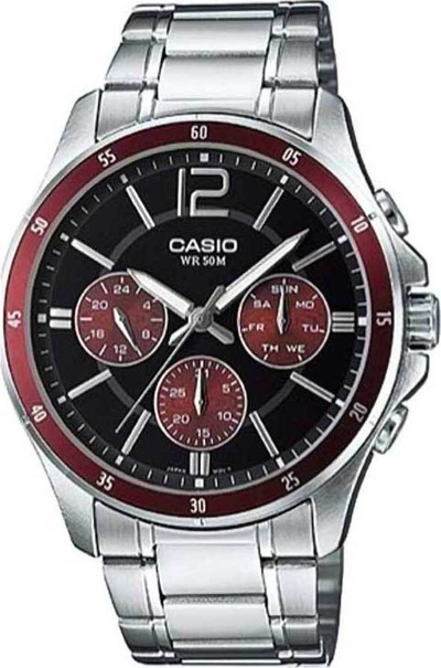 Рачен часовник Casio MTP-1374D-5A, кварц, отпорен на вода, сребрен