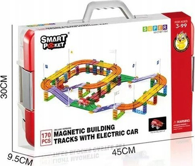 Set ndërtimi magnetik Smart Pocket, 170 copa, me makinë elektrike, shumëngjyrësh