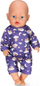 Pizhama kukulle BABY Born Teddy Pajamas, 43 cm, që shkëlqen në errësirë, vjollcë