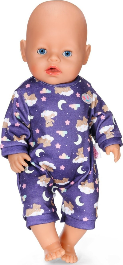 Pizhama kukulle BABY Born Teddy Pajamas, 43 cm, që shkëlqen në errësirë, vjollcë