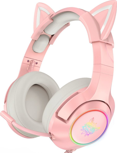 Гејминг слушалки Onikuma K9, со кабел, RGB, 7.1, розови