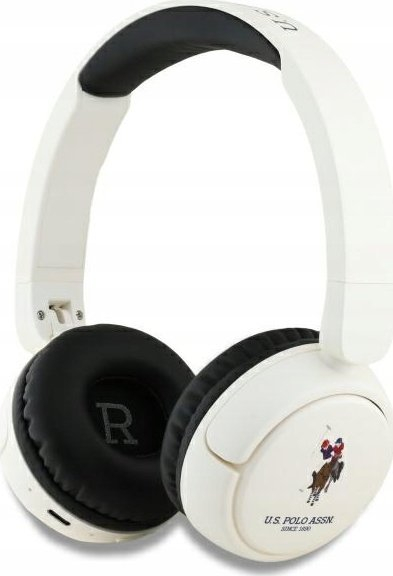 Безжични on-ear слушалки US Polo DH Color Logo, Bluetooth 5.3, 30 часа батерија, бели