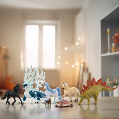 Figurinë lodër Schleich Eldrador Ice Dragon, 28 cm, krahë fleksibël, blu