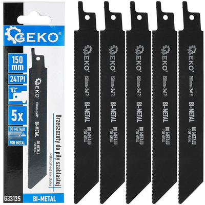 Tehe sharre reciproke GEKO G33135, 150mm, bi-metal, 5 copë, të zeza