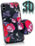 Mbështjellës telefoni Mocco Flowers 3D për iPhone 7 8, silikon, motiv lulesh, i zi