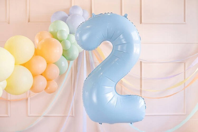 Balon helium Partydeco numri 2, 72cm, blu e çelët