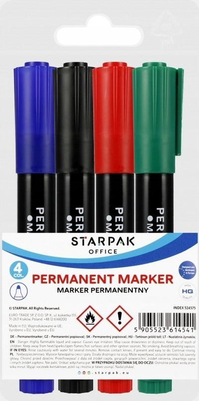 Set markerë permanent STARPAK 4541, majë e rrumbullakët, 4 copë, shumëngjyrësh