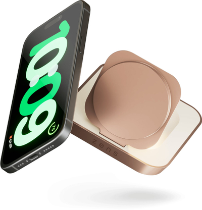 Безжичен полнач Zens Magnetic Nightstand, 15W, за iPhone и AirPods, бело-бакарен