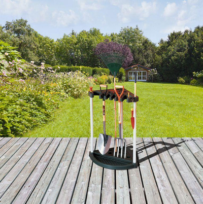 Mbajtës këndor për vegla kopshti Keter Corner Garden Tool Storage Rack, plastikë, i zi