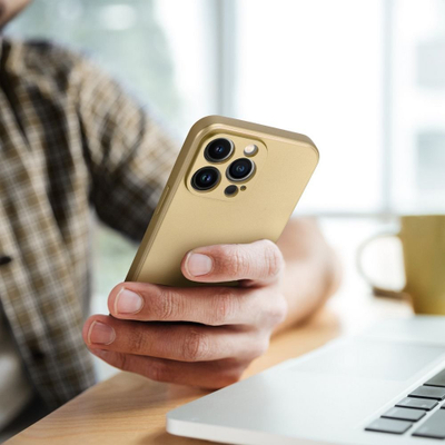 Maskë telefoni Metallic Case për iPhone 13, TPU, me përfundim sateni, ngjyrë ari