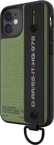 Maskë telefoni Diesel Handstrap Utility Twill, për iPhone 12 mini, me rrip dore, e zezë jeshile