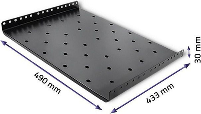 Raft fiks për kabinet RACK Qoltec 54473, 490x433 mm, 20 kg, ngjyrë e zezë