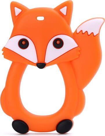 Lodër dhëmbëzimi GiliGums Fox, silikon, për bebe 3m+, portokalli