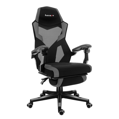 Karrige gaming Huzaro Combat 3.1, me mbajtëse për këmbët, gri me të zezë