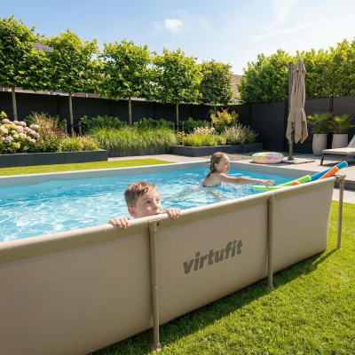 Pishinë me kornizë VirtuFit Rectangular Pool, 260 x 180 x 66 cm, me pompë filtri, bezhë