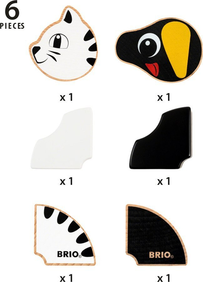 Lojë druri me magnet Brio Magnetic Cat and Dog, 6 pjesë, për kalama 12m+