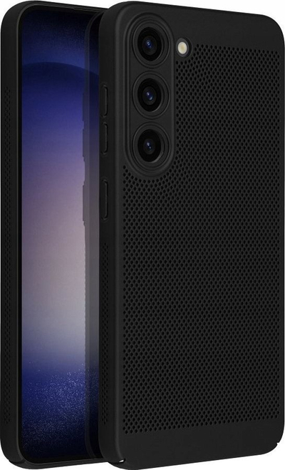 Këllëf telefoni Breezy për Samsung Galaxy A55 5G, plastik, me vrima ajri, i zi
