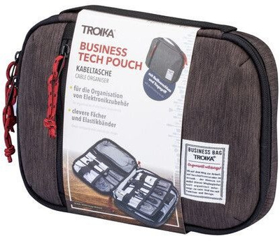 Çantë organizuese Troika Business Tech Pouch BBG54 për kabllo dhe gjëra teknike, gri