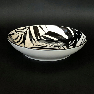 Servis darke Secret de Gourmet Tableware Porcelain With Palms, 18 pjesë, porcelan, i bardhë me motive jeshile