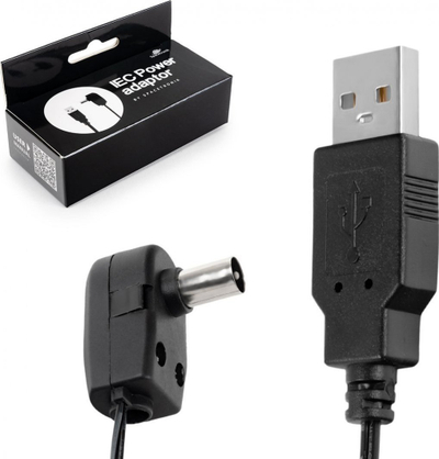 Adaptues energjie USB në IEC Spacetronik, 5V, kabëll 1m, i zi