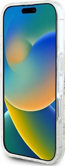 Mbulesë telefoni Guess IML 4G MagSafe për iPhone 16 Plus 6.7", transparente, e bardhë