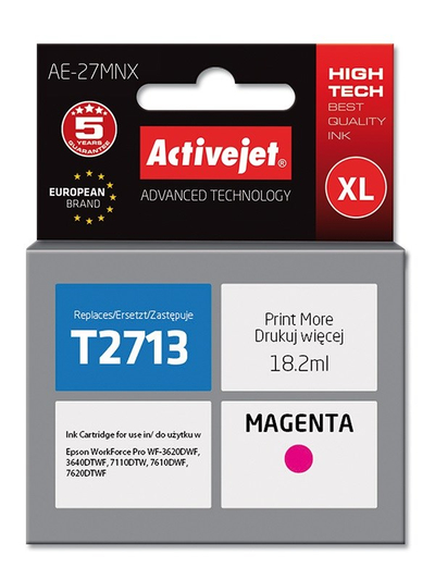 Ngjyrë për printer Activejet AE-27MNX (zëvendësim për Epson 27XL T2713), 18.2 ml, vjollcë