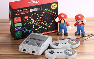 Konzolë lojërash RoGer SFC620 LD Super Mini SFC, 620 lojëra 8 bit, 2 gamepadë, gri
