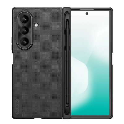 Kapak telefoni Nillkin Super Frosted Fold Magnetic Pen-Slot për Samsung Galaxy Z Fold7, me vend për stylus, i zi