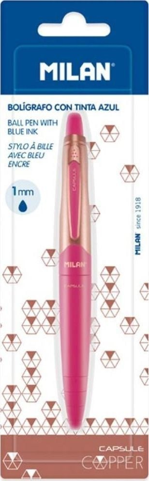 Stilolaps Milan Capsule Ballpoint, majë 1mm, bojë blu, rozë bakri