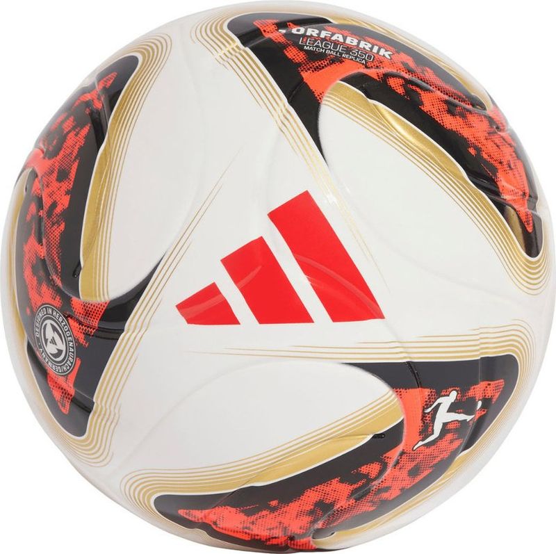 Top futbolli Adidas Bundesliga 26/27 Torfabrik League J350, madhësia 5, 350g, i bardhë portokalli ari