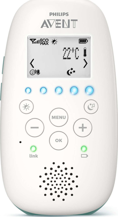Монитор за бебиња Philips Avent SCD731, аудио дигитален, двонасочна комуникација, бел