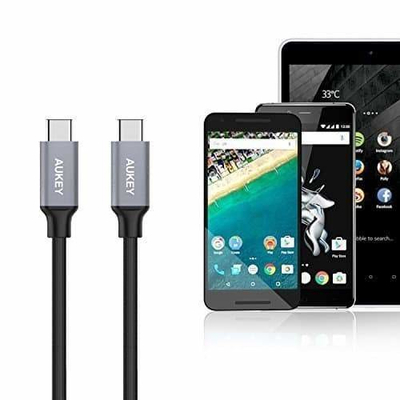 Kabllo Aukey, USB C / USB C, 1 m, e zezë