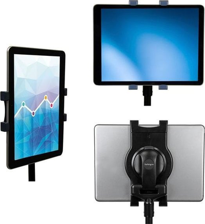 Stativ trekëmbësh për tablet StarTech.com Adjustable, i rregullueshëm në lartësi, me mbajtës 360°, i zi