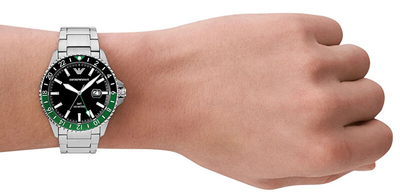 Orë burrash Emporio Armani Diver GMT AR11589, e argjendtë