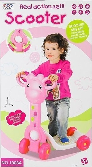 Trotinet për kalamaj Leantoys Giraffe NO.1003A, 4 rrota, rozë