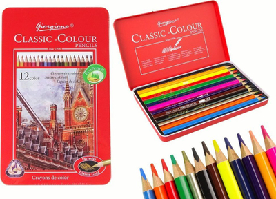 Set lapsash me ngjyra Leantoys Classic Colour, 12 ngjyra, kuti metalike e kuqe