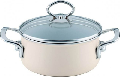 Tigan Riess Pot Avorio, 16cm, me kapak, ngjyrë krem