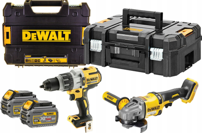Set veglash pa kabllo DeWALT DCK2055T2T-QW FlexVolt, mulli këndor 54V XR 125mm, kaçavidë/brugull 18V XR, verdh e zezë